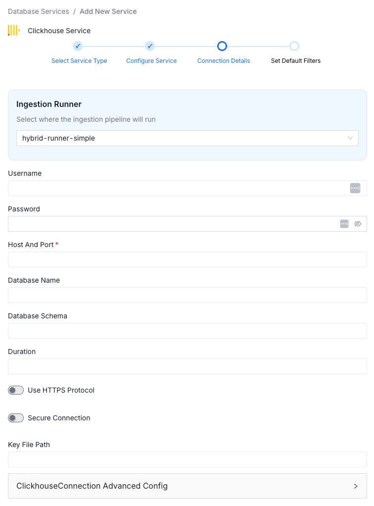 ClickHouse Connection Details