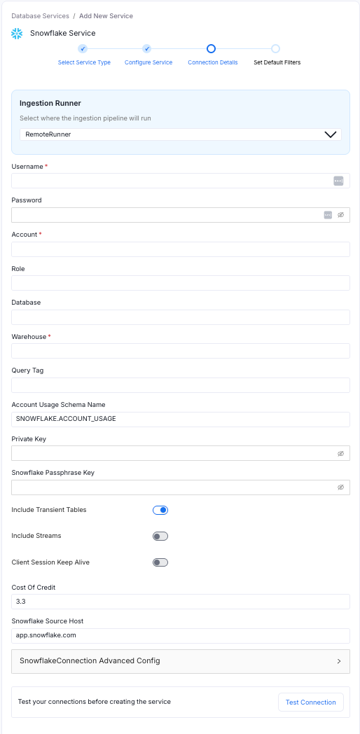 Snowflake Connection Details